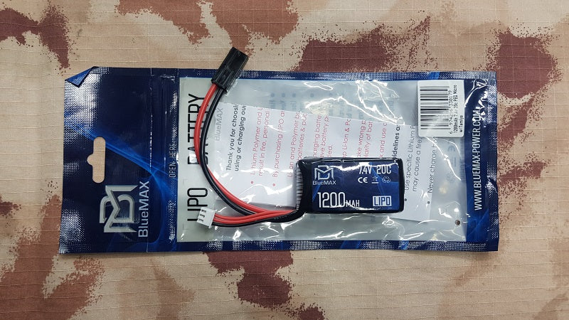 BlueMax Li-Po Battery Batteria 7.4V 1200mAh 20C PEQ Tamiya by Blue Max