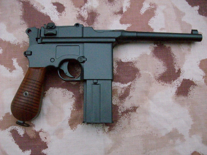 M712 Broomhandle Mauser C96 "Schnell Feuer Pistole" Co2 GBB Full Auto & Full Metal by Kwc