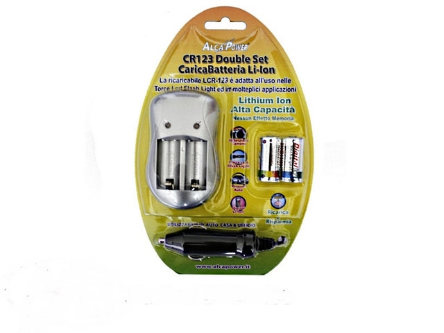 CR123 Double Charger with Two CR123 Batteries by Alca Power