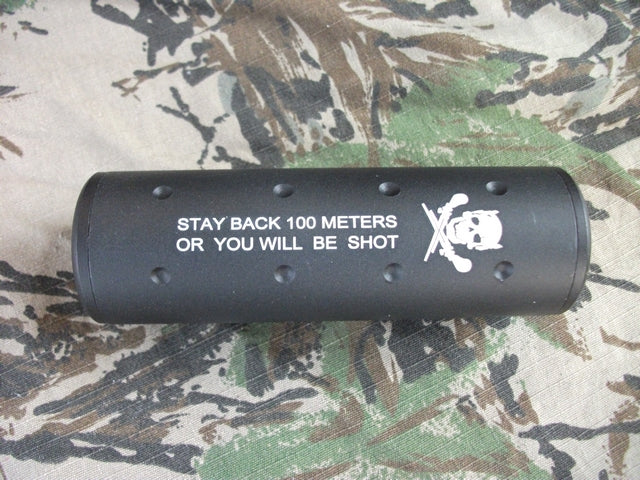 Silenziatore "Stay back 100 meters or you will be shot" Barrel Extension CW - CCW 14mm.