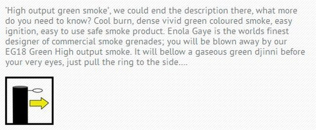 Enola Gaye EG18 - M18 Type Green Assault Pin Smoke Grenade Fumogeno Verde con Anello a Strappo by Enola Gaye
