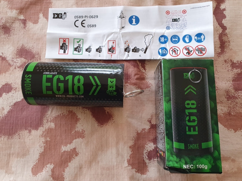 Enola Gaye EG18 - M18 Type Green Assault Pin Smoke Grenade Fumogeno Verde con Anello a Strappo by Enola Gaye