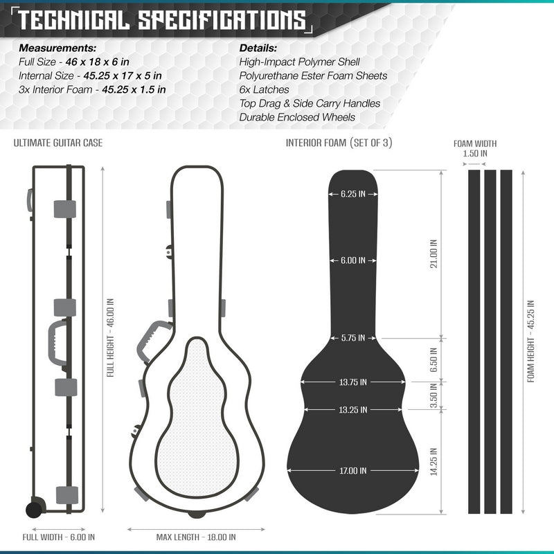 Guitar Case Single Rifle - Pistol & Accessories Black Hard Case