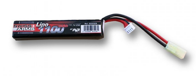 Li-Po Batteria 11,1v 1100mAh 25C Stick "Tubo Calcio M4" by Swiss Arms