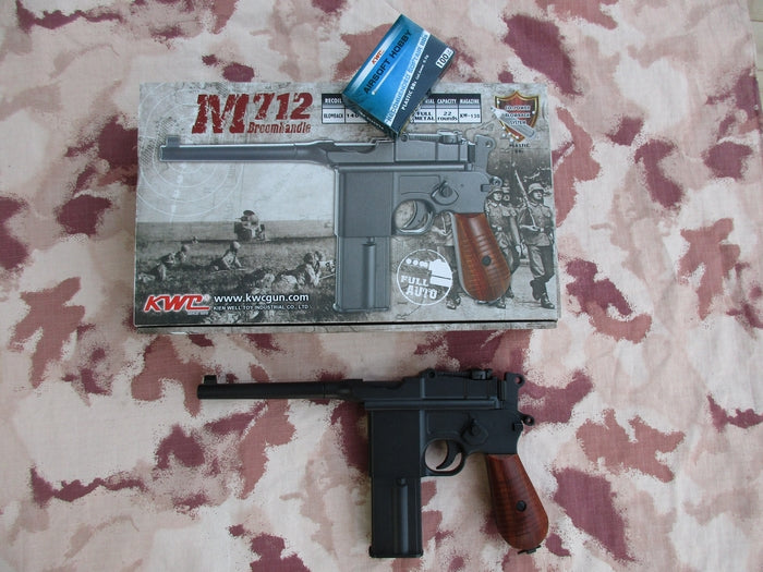 M712 Broomhandle Mauser C96 "Schnell Feuer Pistole" Co2 GBB Full Auto & Full Metal by Kwc