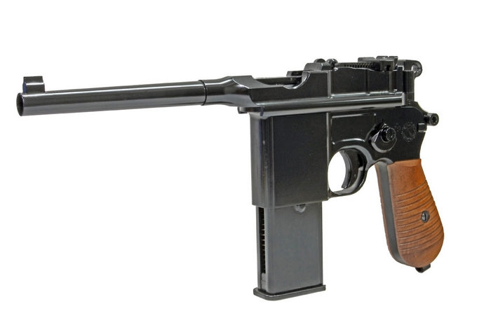 M712 Mauser C96 Broomhandle Full Metal GBB Semi Auto & Full Auto "Schnellfeuer" w. Stock Holster by We