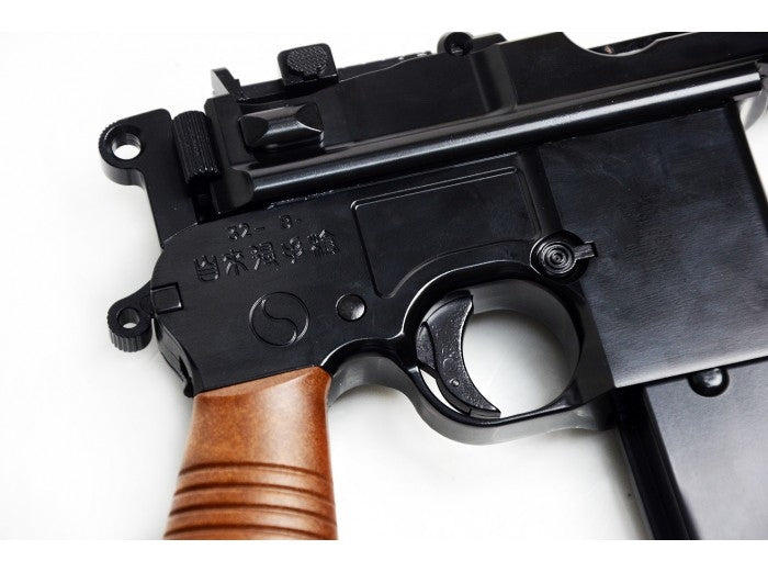 M712 Mauser C96 Broomhandle Full Metal GBB Semi Auto & Full Auto "Schnellfeuer" w. Stock Holster by We