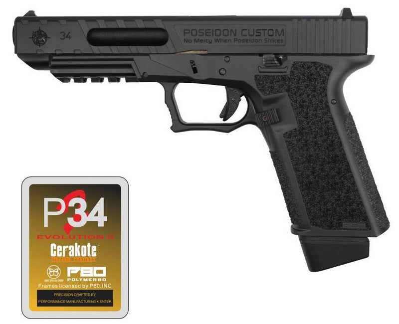Poseidon P80 Inc Licensed Cerakote PPW-P34 EVO 2 GBB Gas Blow Back Pistol by Poseidon