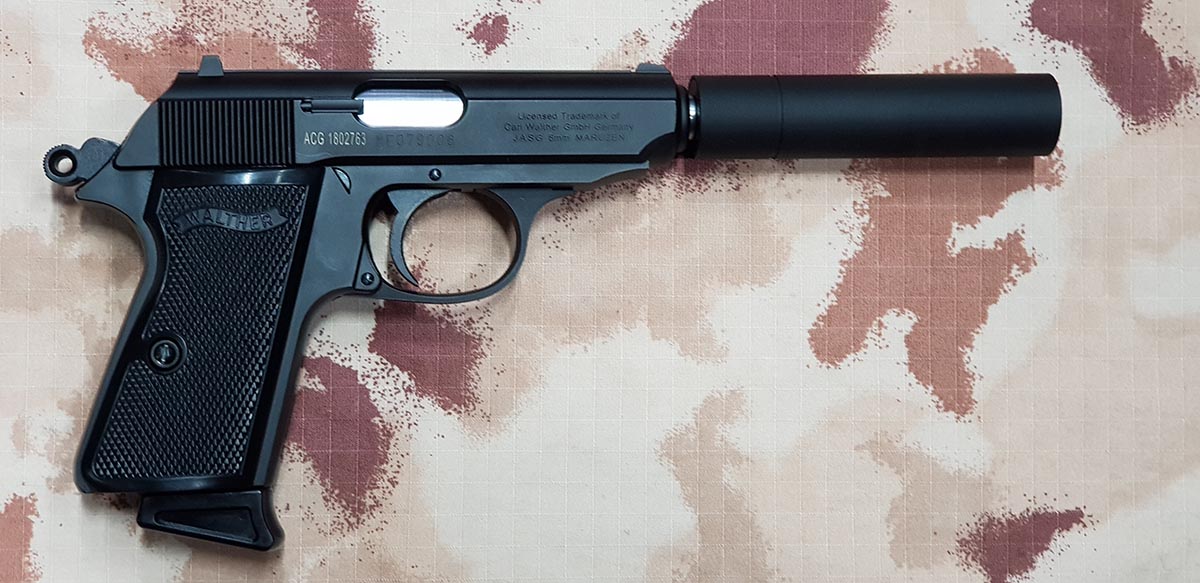 PPK S Full Metal Silenziata con Scritte e Loghi Originali Walther GBB by Maruzen per Umarex