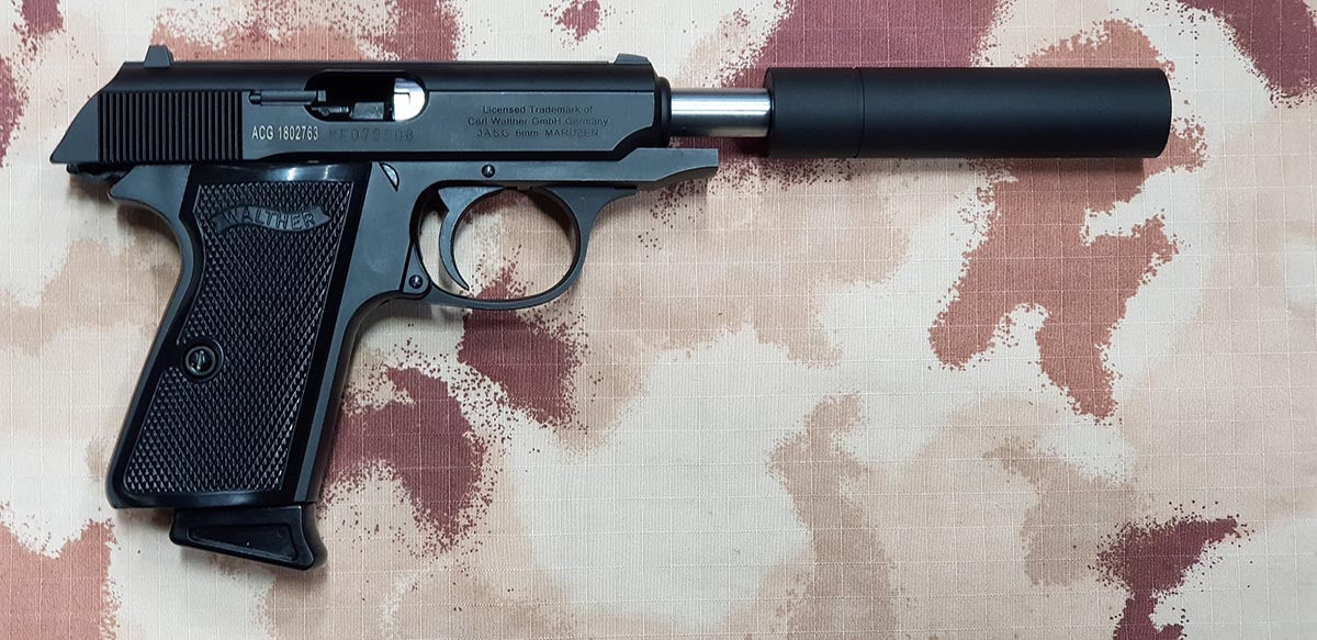 PPK S Full Metal Silenziata con Scritte e Loghi Originali Walther GBB by Maruzen per Umarex