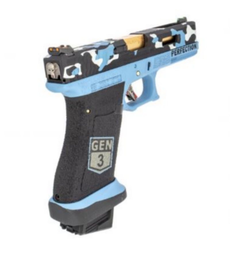 WE G17 - R17 Secret Metal Slide Gen3 Blue Camo GBB Gas Blow Back by WE