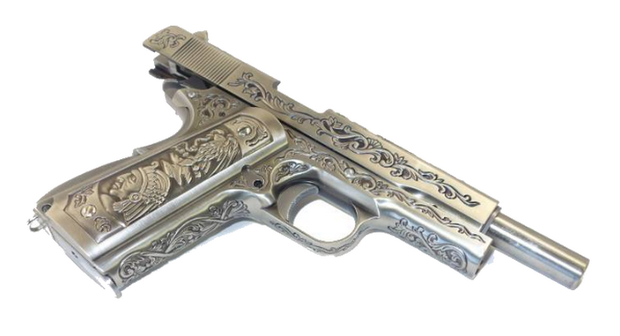 Mexican Druglord .45 M1911 Silver Chrome Classic Floral Pattern GBB by We