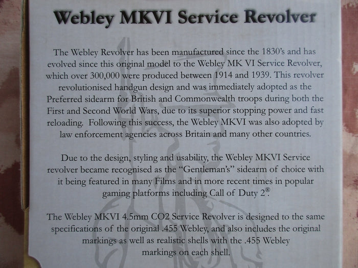 Webley MKVI .455 Service Revolver 1915 Co2 Full Metal Scritte e Loghi Originali