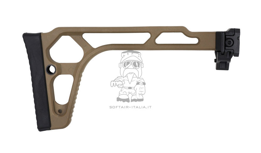 Folding Stock 1913 Weaver - Picatinny Polymer Tan Folding Calcio Pieghevole Slitta 1913 by BATTLEAXE