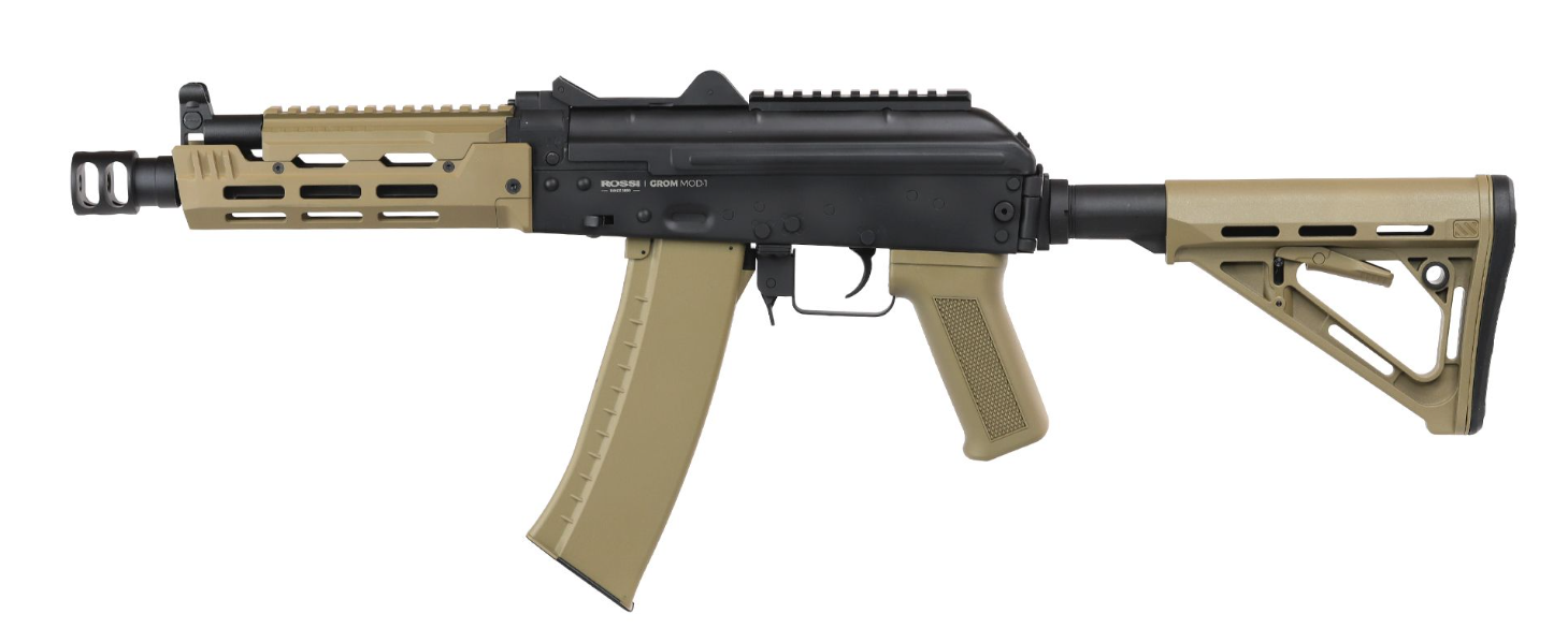 AK74u Grom MOD.1 ETU V3 Folding Stock Tan Dual Color AEG by Rossi Airsoft