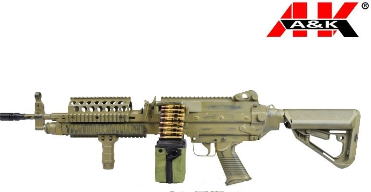 A&K Battle Worn EVO MK46 Mod0 Sopmod Dark Earth Desert Tan by A&K