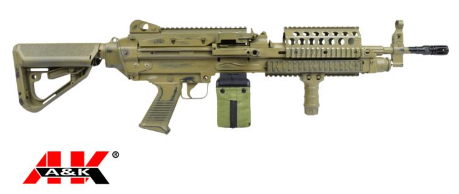 A&K Battle Worn EVO MK46 Mod0 Sopmod Dark Earth Desert Tan by A&K