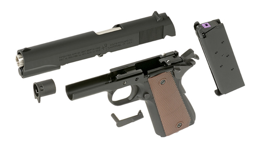 Army Armament Colt M1911 A1 Scritte e Loghi Originali Full Metal Official Colt Licensing & Markings GBB Gas Blow Back Airsoft Pistol by T8 - EGM - Army Armament