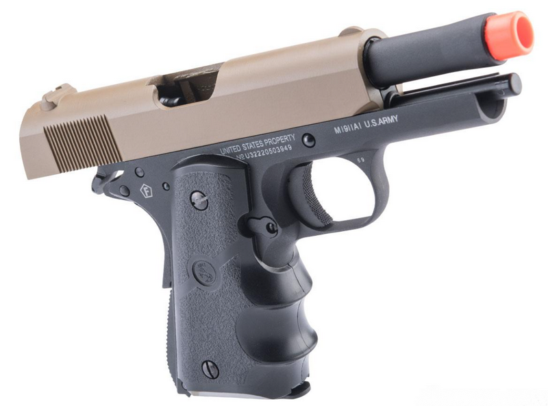 Colt 1911 Officer Defender Cybergun Licensed GBB Gas Blow Back Dual Color Tan Slide Version by SRC > Cybergun