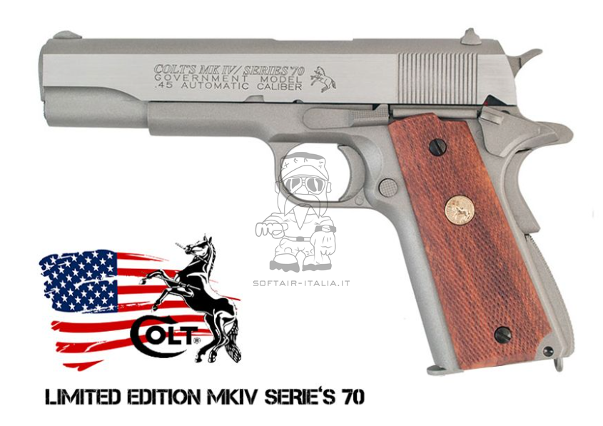 Colt MKIV Government 1911 Scritte e Loghi Originali Full Metal a Co2 by Cybergun > KWC