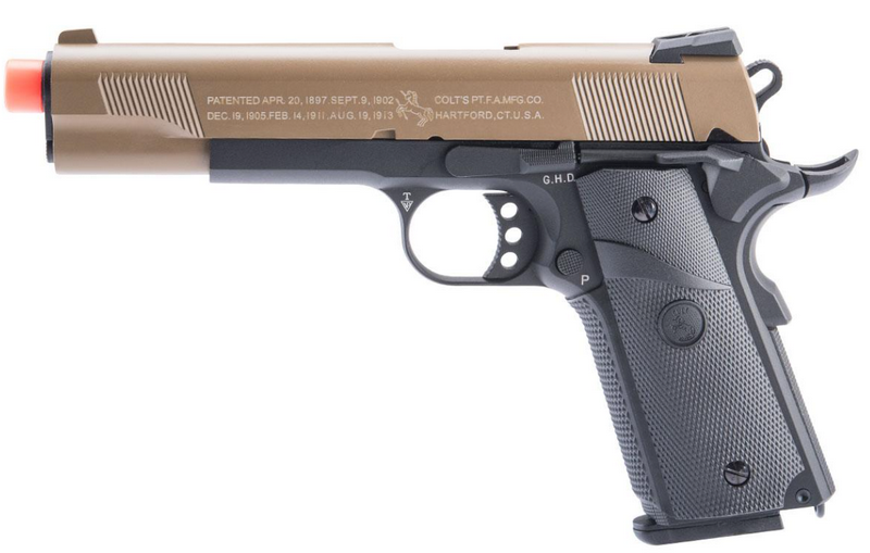 Colt 1911 Licensed Combat Gaz GBB Gas Blow Back Tan Slide by SRC > Cybergun