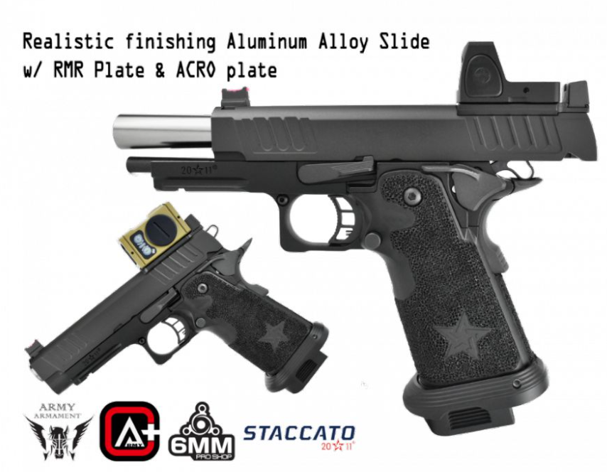 EMG Licensed Staccato R611-3A 2011 P SOC RMR T8 Upgraded Version Metal Slide GBB Airsoft Pistol by EMG > 6mmProShop > Army Armament