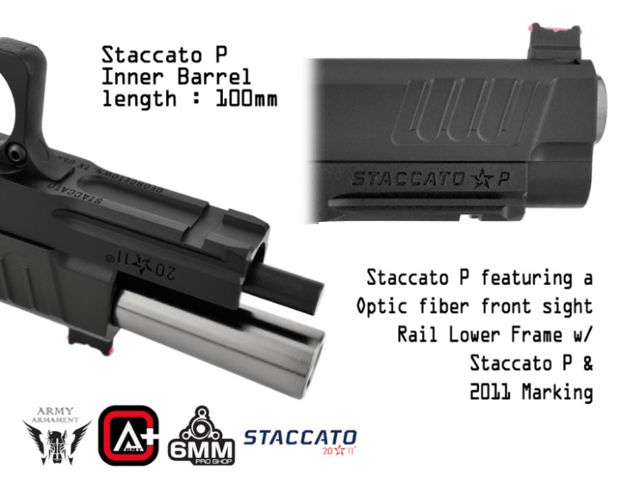 EMG Licensed Staccato R611-3A 2011 P SOC RMR T8 Upgraded Version Metal Slide GBB Airsoft Pistol by EMG > 6mmProShop > Army Armament