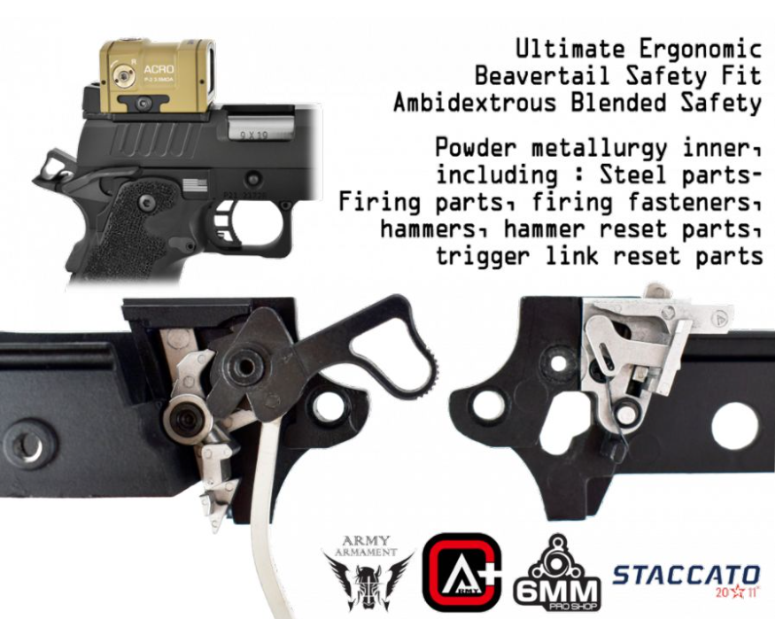 EMG Licensed Staccato R611-3A 2011 P SOC RMR T8 Upgraded Version Metal Slide GBB Airsoft Pistol by EMG > 6mmProShop > Army Armament