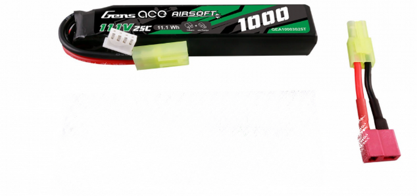 Gens Ace Li-Po Battery Batteria 1000mAh 11.1v 25C Tamiya w. T-Deans Adapter by Gens Ace