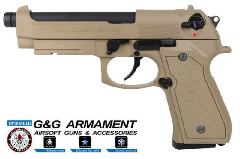 G&G GPM92 GP2 DST Desert Tan EVO M96A1 Type GBB Gas Blow Back Pistol by G&G