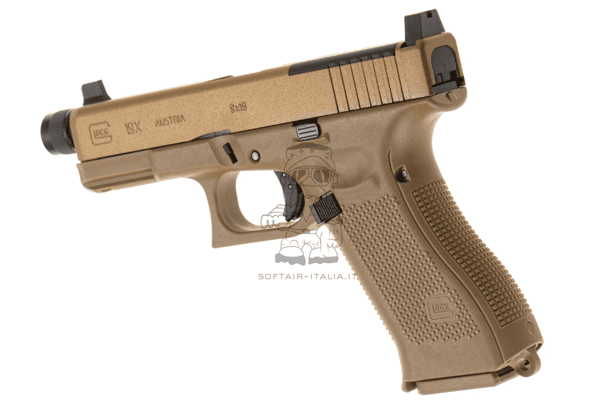 Glock 19 MOS Bronze Tan GBB Gas BLowBack Metal Slide Airsoft Pistol by SRC > Umarex