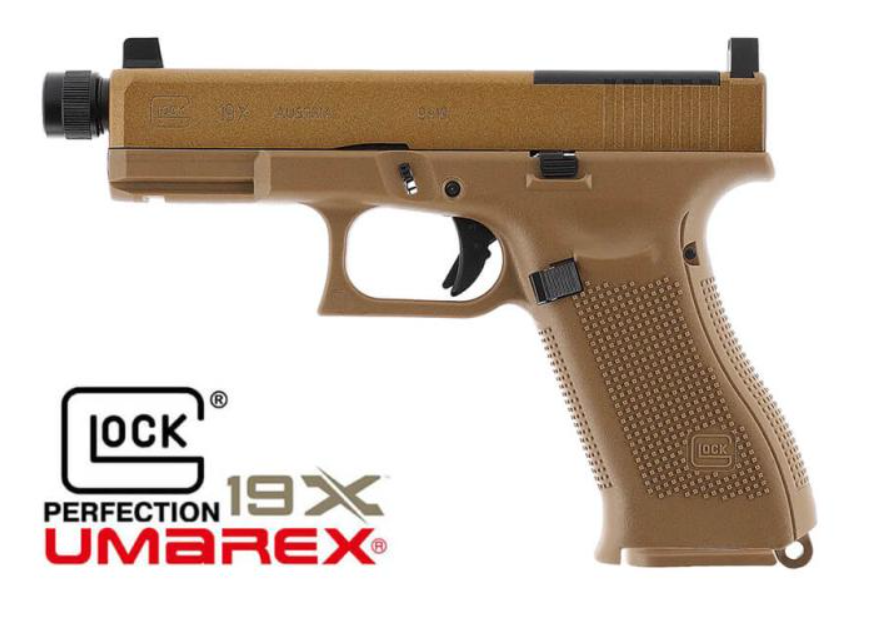 Glock 19X MOS Interface For Red Dot & Metal Slide Co2 GBB Coyote Tan Airsoft Pistol by Umarex