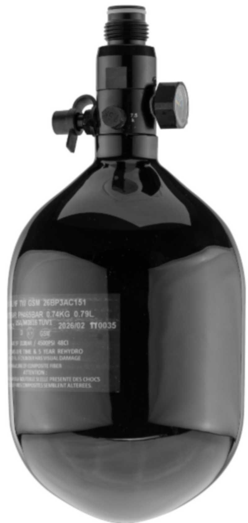 HPA 0.8L Carbon Bottle with Black Varnish & 4500 PSI Regulator by Bo Dynamics