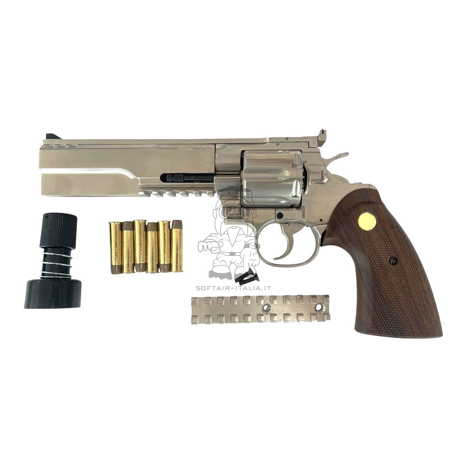 King Arms Python 357 Evil V2 Silver - Chrome Full Metal Gas Airsoft Pistol by King Arms