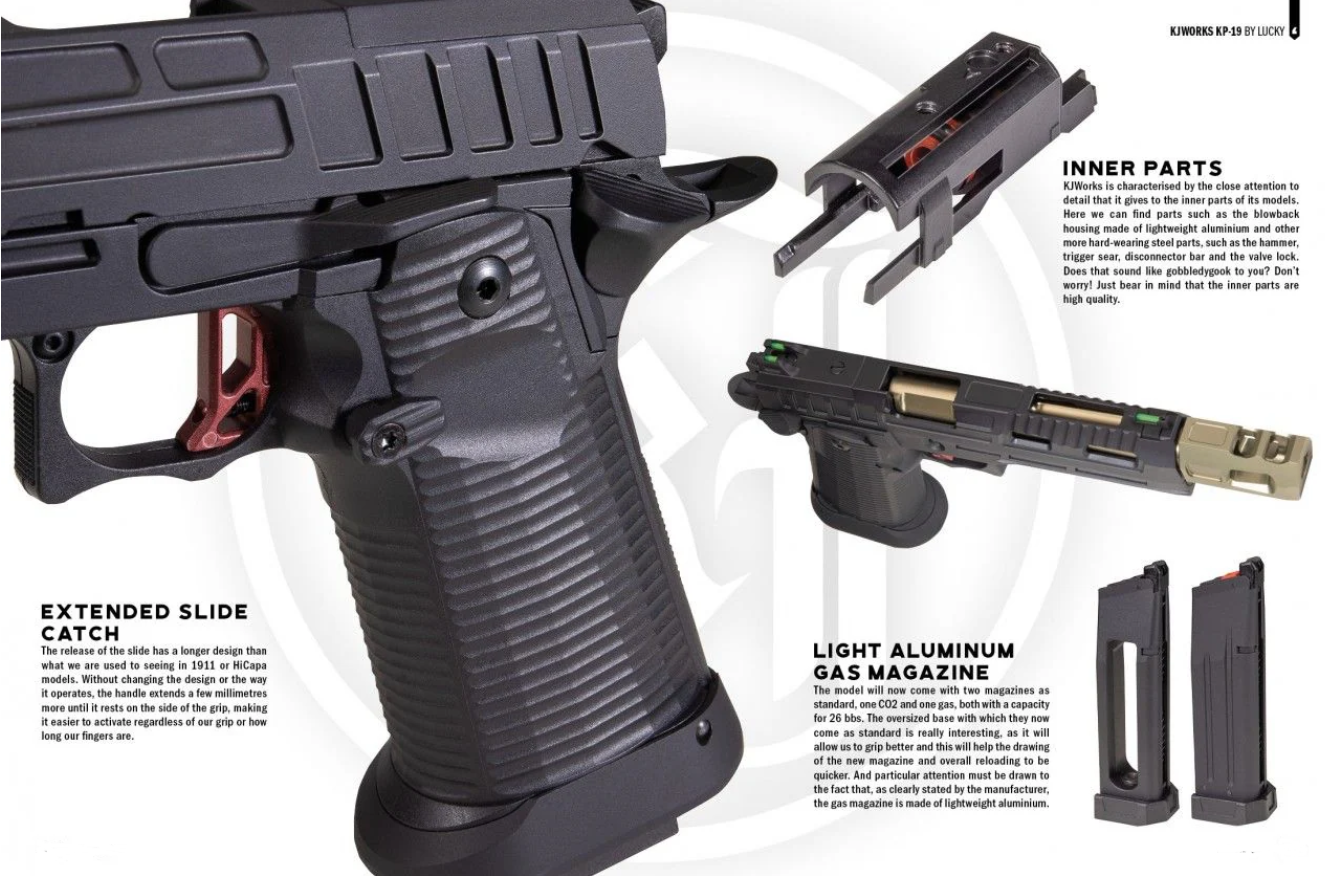 Kjw Hi-Capa KP-19 Optics Ready RMR GBB Gas Blow Back Airsoft Pistol by Kjw