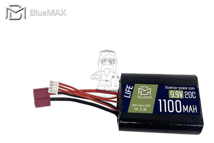 Li-Fe Battery Batteria 9.9v 1100mAh 20C MiniI Brick Deans Connector by BlueMax