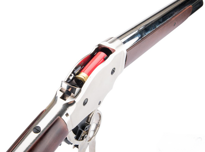 M1887 Shotgun Silver Level Action Shell Ejecting Gas Function Full Wood & Metal Long Chrome - Silver Version by Golden Eagle