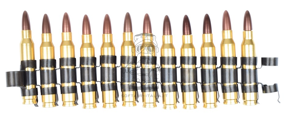 M249 Cal 5.56mm Full Metal 12pcs Dummy Bullets Chain Cartuccera Decorativa da 12 Cartucce by BattleAxe