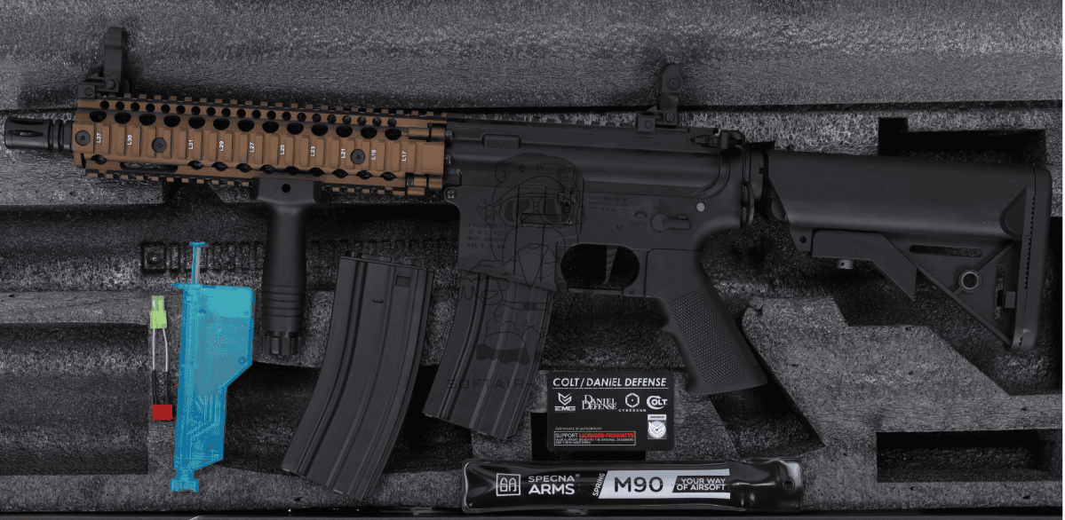 MK18 Daniel Defense Colt Licensed SA-E19 EDGE 10,5" HAL²™ Bluetooth® Low Energy Widget Chaos Bronze Dual Color AEG by EMG Cybergun