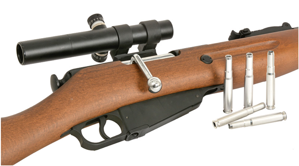 Mosin Nagant Sniper PU Scope 1891/30 Ejecting Shells Full Wood & Metal Spring Bolt Action Rifle by Double Bell