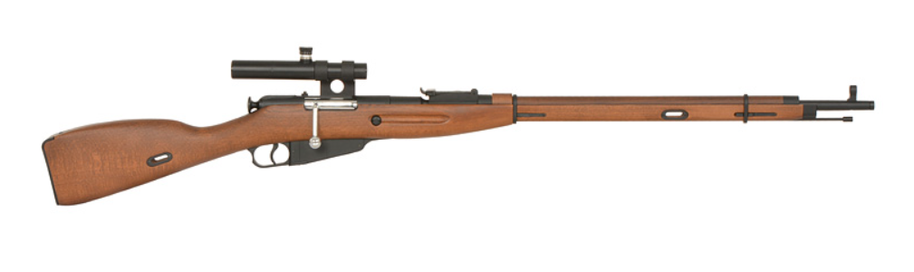 Mosin Nagant Sniper PU Scope 1891/30 Ejecting Shells Full Wood & Metal Spring Bolt Action Rifle by Double Bell