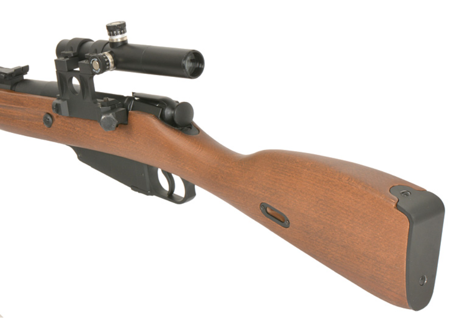 Mosin Nagant Sniper PU Scope 1891/30 Ejecting Shells Full Wood & Metal Spring Bolt Action Rifle by Double Bell