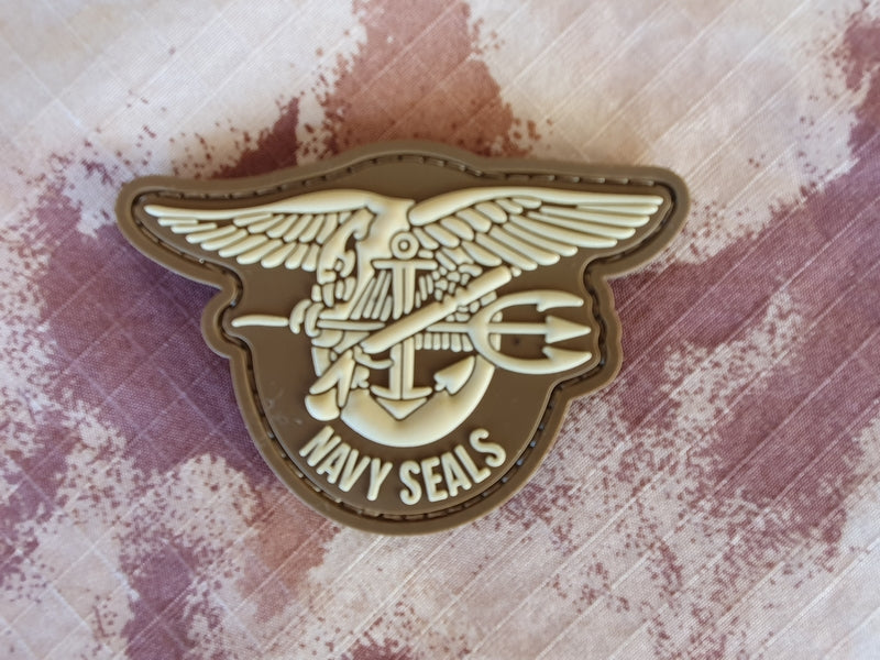 Patch PVC 3D Navy Seals 80 x 55mm Tan by Tower Company