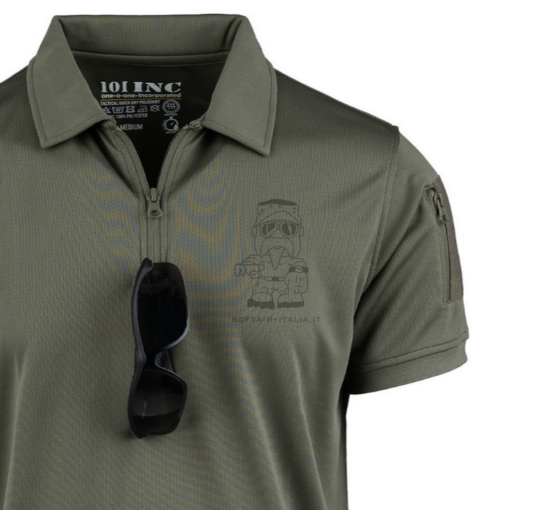 Polo Quick Dry Zip Tactical Ranger Green by 101 Inc