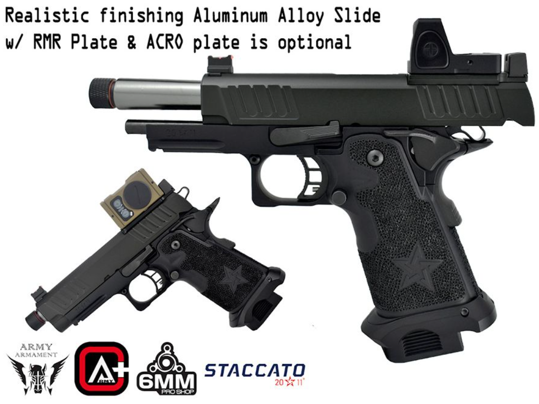 STACCATO 2011 C2 EMG Licensed Full Metal GBB Gas Blow Back Airsoft Pistol Upgraded Version by Army Armament - 6mmProshop
