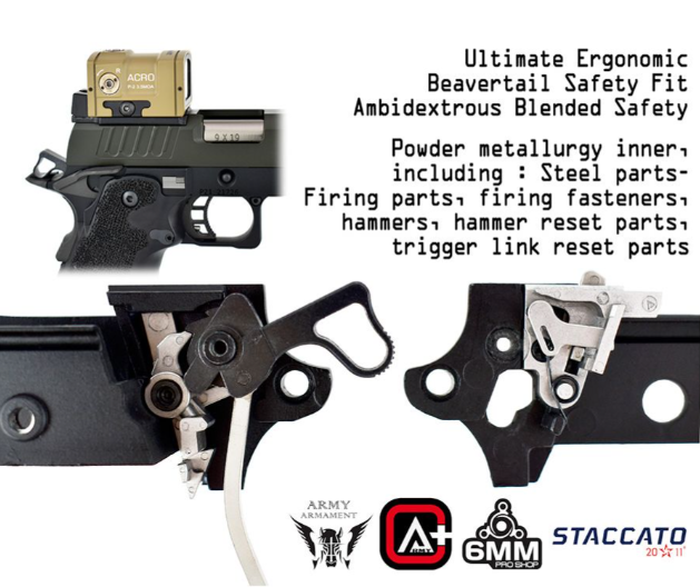 STACCATO 2011 C2 EMG Licensed Full Metal GBB Gas Blow Back Airsoft Pistol Upgraded Version by Army Armament - 6mmProshop