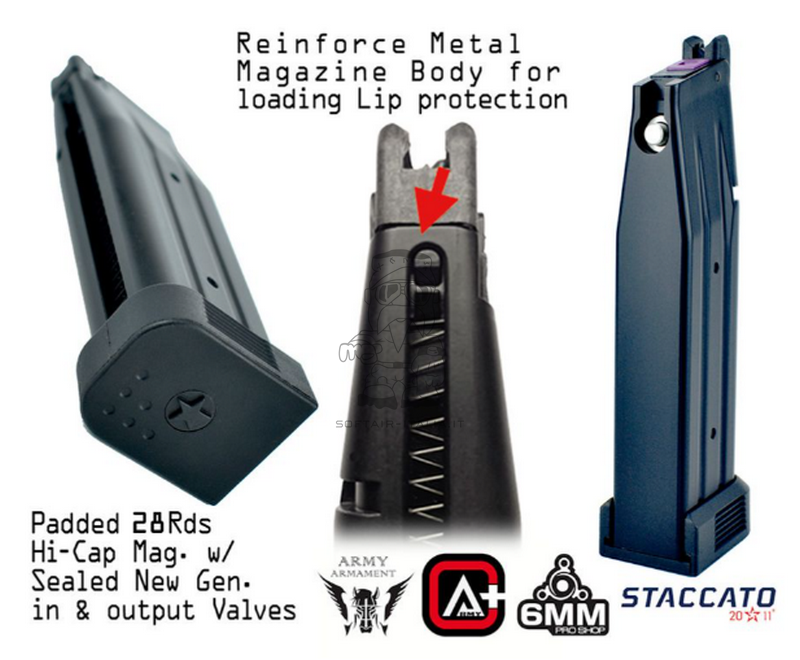 STACCATO Emg Army Armament C2 2011 SOC 6mm Pro Shop GBB FDE Airsoft Pistol Stippling Grip by Army Armament