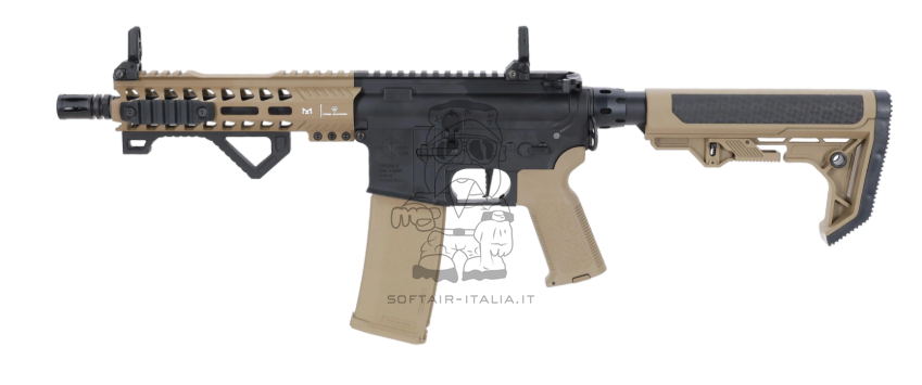 Specna Arms M-Lok Strike Industries Licensed Front RRA Rock River Arms SA-E17 EDGE™ HAL 2 Light OPS Stock Gen. 2 AEG Dual Color Half Tan & BK by Specna Arms
