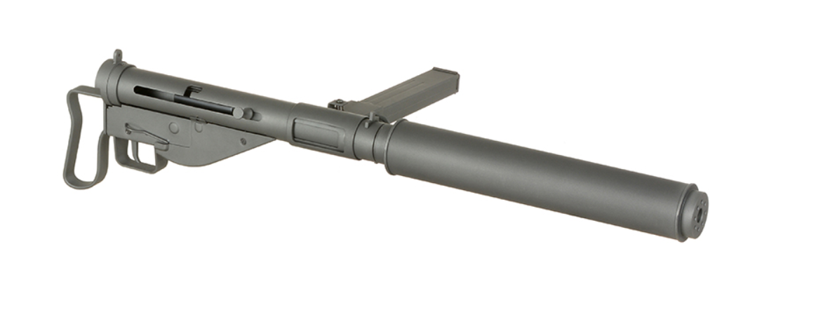 Sten Commando SOE MK2 Pistol Grip Full Steel Built In Tracer Unit Muzzle Flash Effect Grey Version AEG by AGM