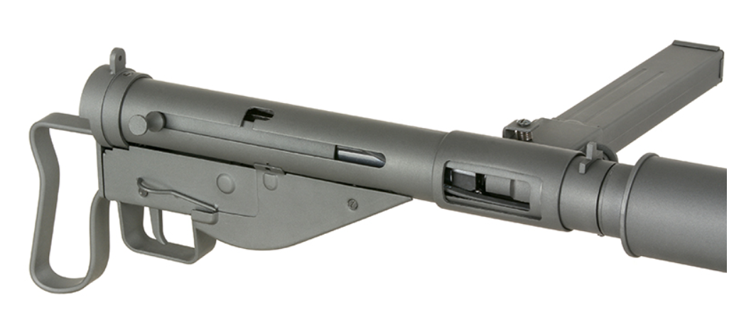 Sten Commando SOE MK2 Pistol Grip Full Steel Built In Tracer Unit Muzzle Flash Effect Grey Version AEG by AGM